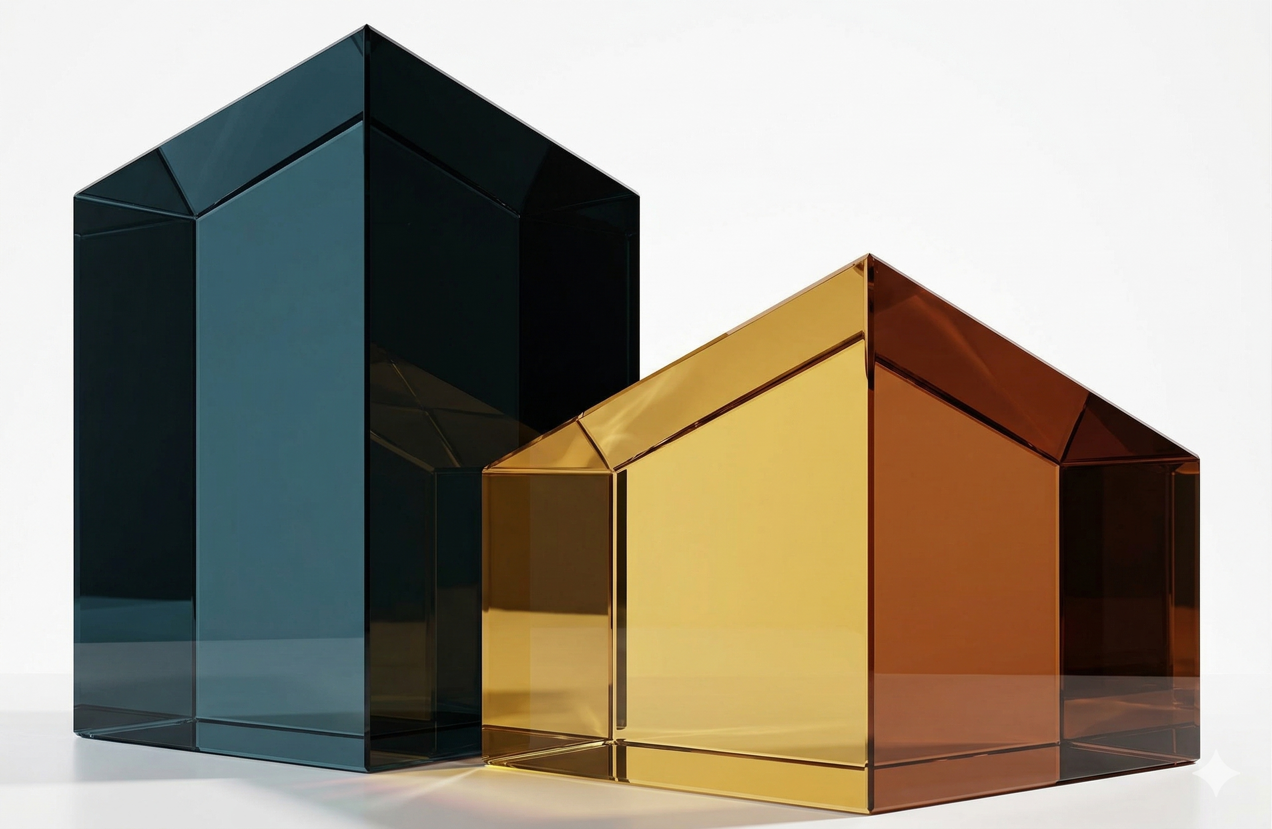 Moderne Glasskulpturen in Hausform